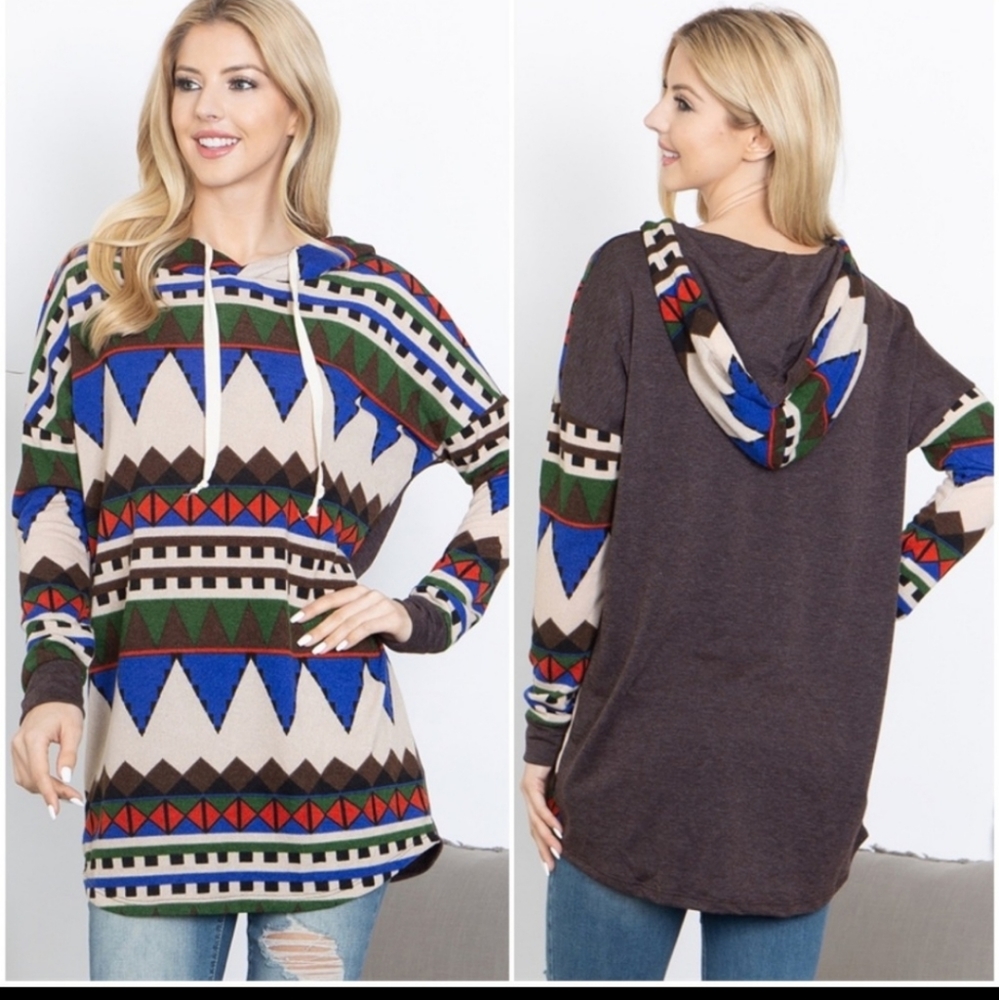 USA MADE Aztec Hoodie Sweater Top
